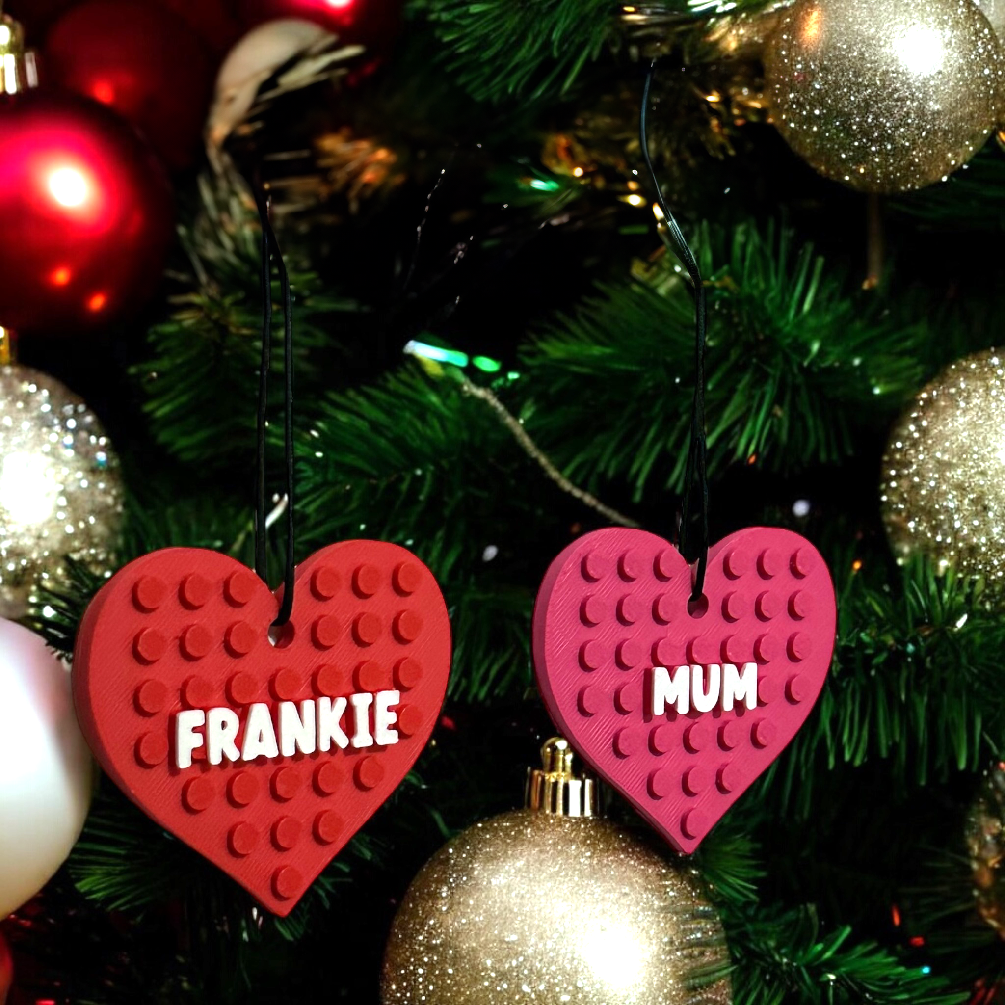 Personalised Brick Compatible Heart Tree Decoration