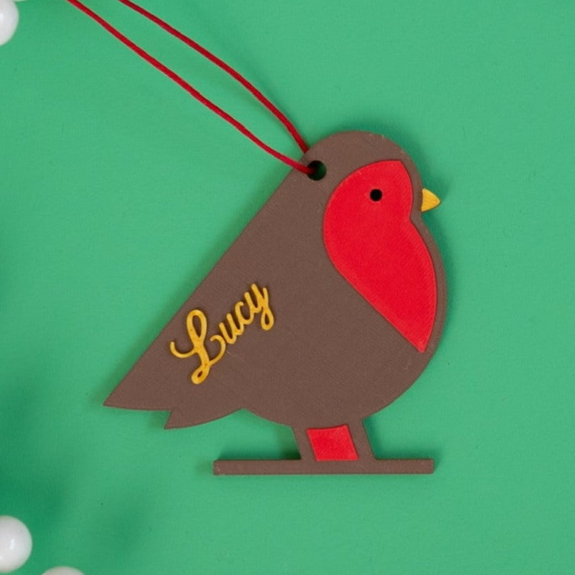 Personalised Christmas Robin Decoration