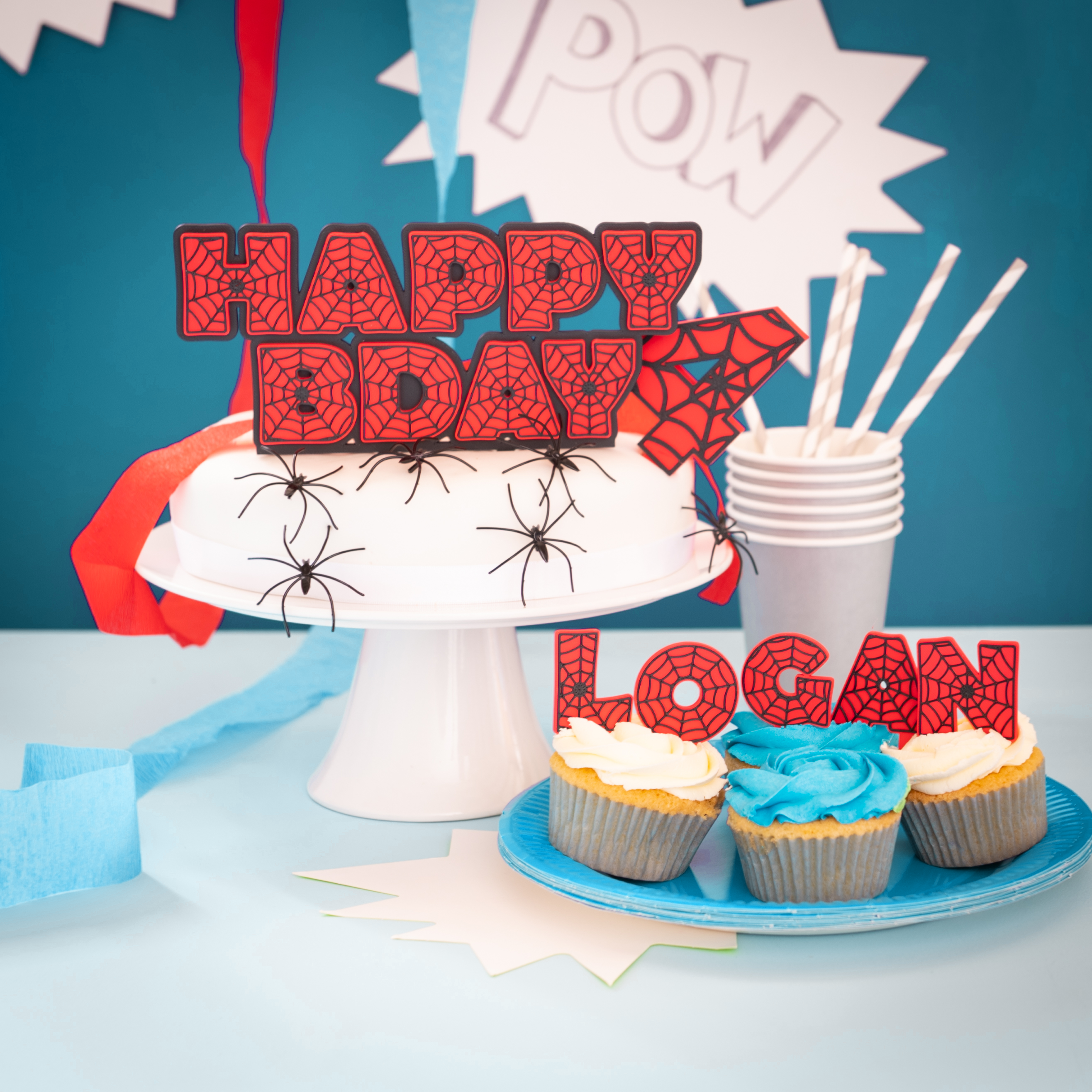 Spider Hero Birthday Cake Topper Set