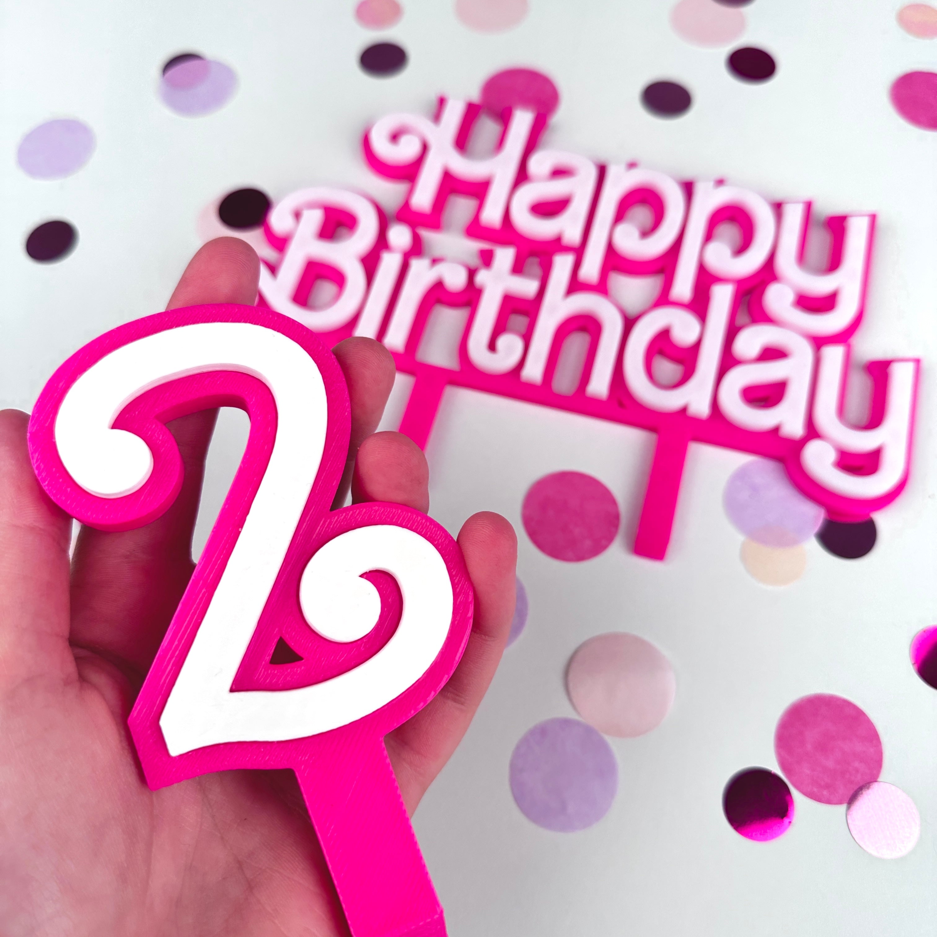 Pink Fashion Doll Happy Birthday Cake Topper